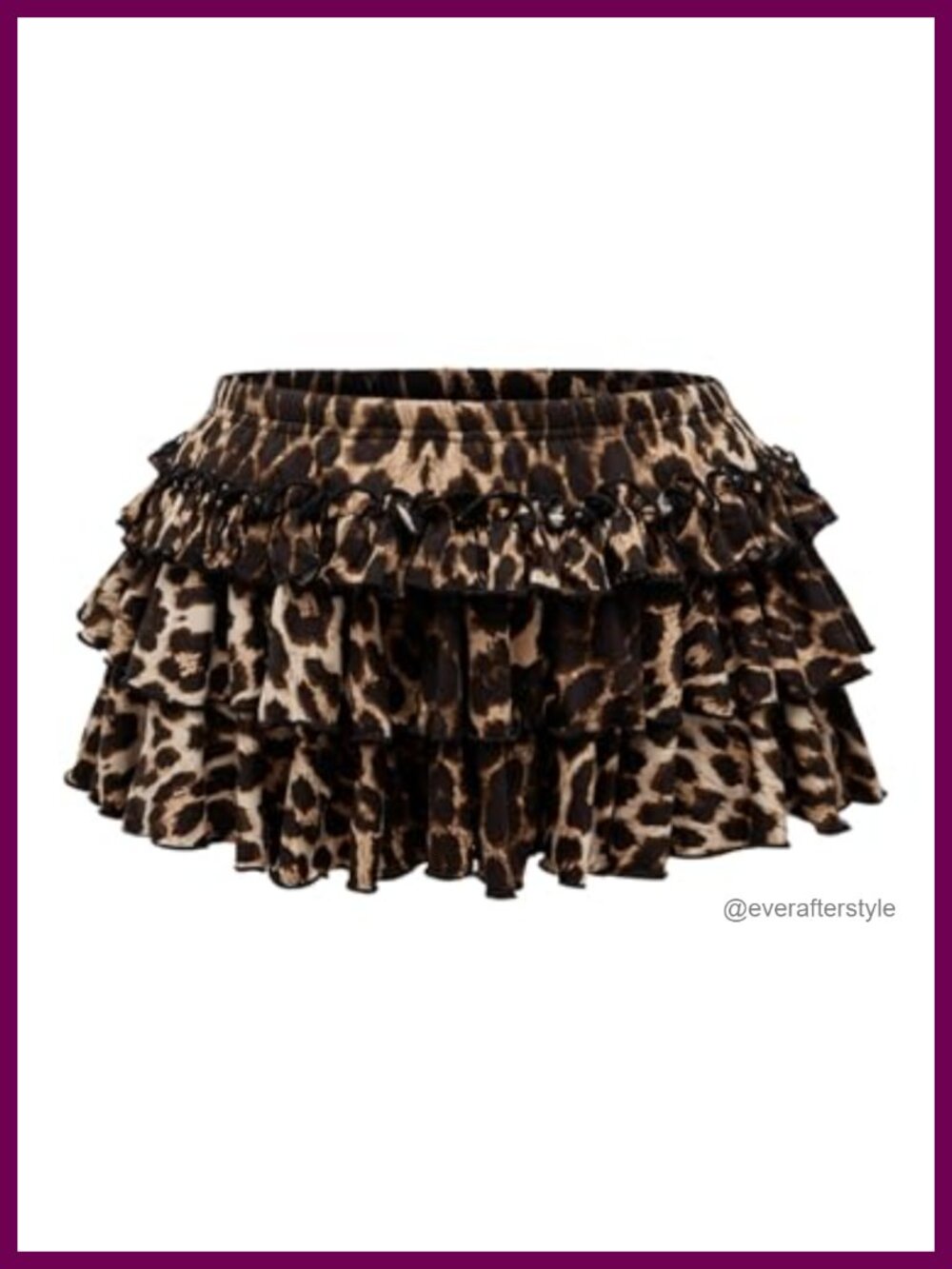 Cheetah Print Ruffle Mini Skirt Tiered A-Line Cake Skirt for Women